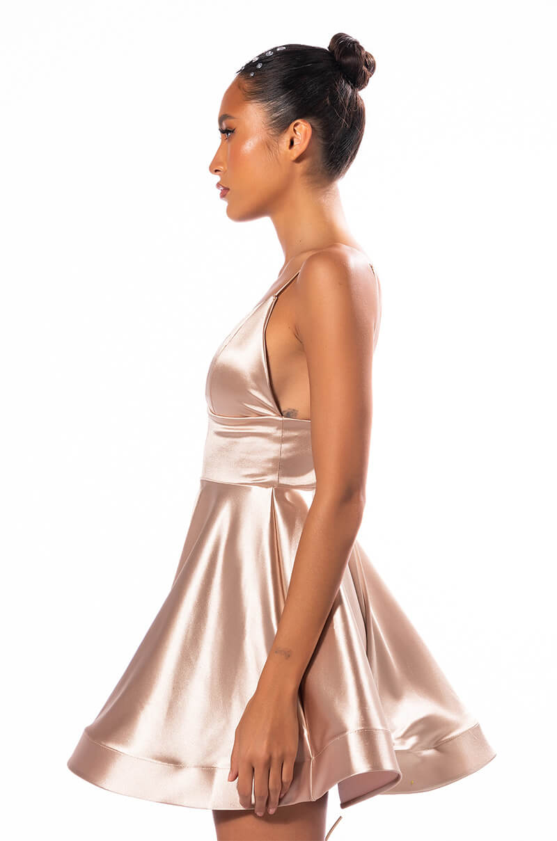 PRETTY PROBLEM FIT AND FLARE MINI DRESS