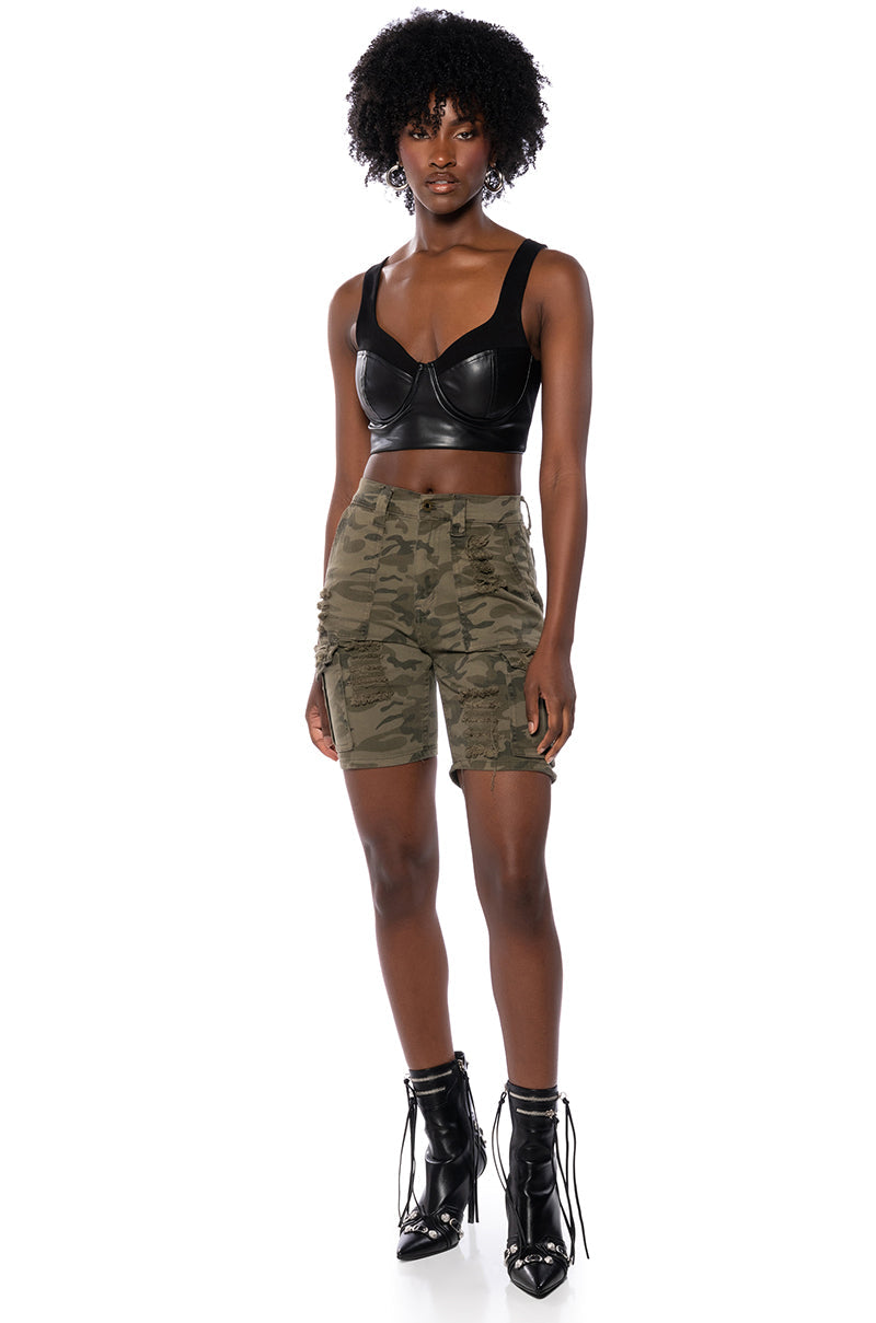 PRIYAH FAUX LEATHER CORSET TANK TOP