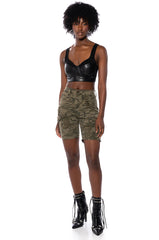 PRIYAH FAUX LEATHER CORSET TANK TOP