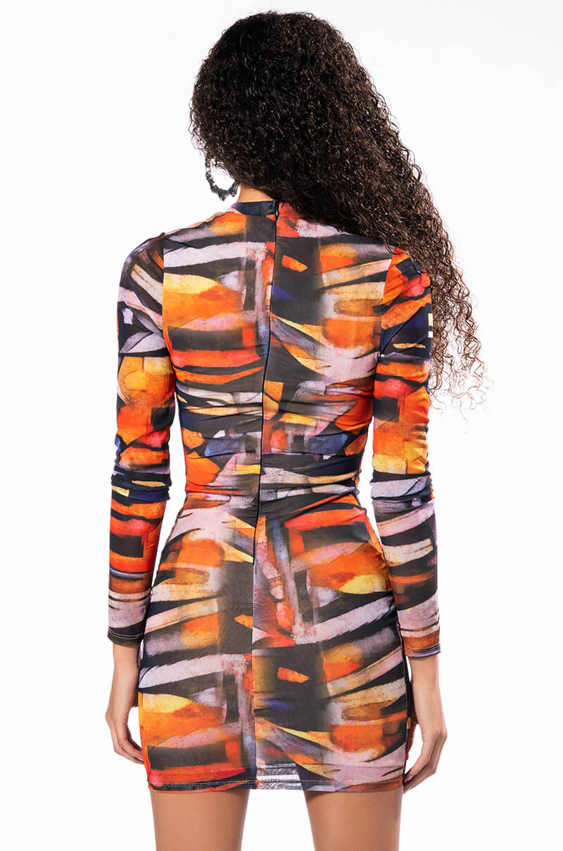 PROVE IT TO ME MESH LONG SLEEVE MINI DRESS