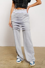 RAIN LAYERED SHREDDED SKIRT OVERLAY SWEATPANT