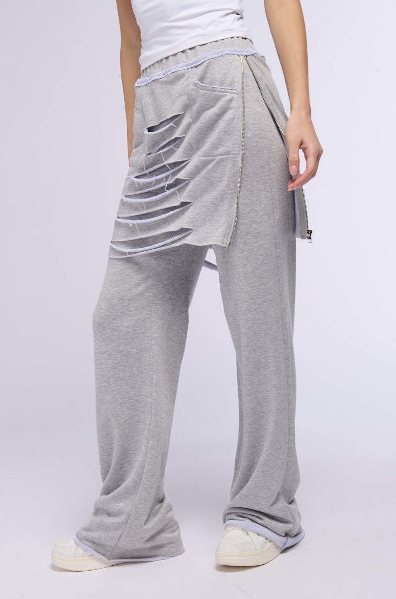 RAIN LAYERED SHREDDED SKIRT OVERLAY SWEATPANT