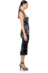 RAINDROPS ARE FALLING BEADED MIDI DRESS