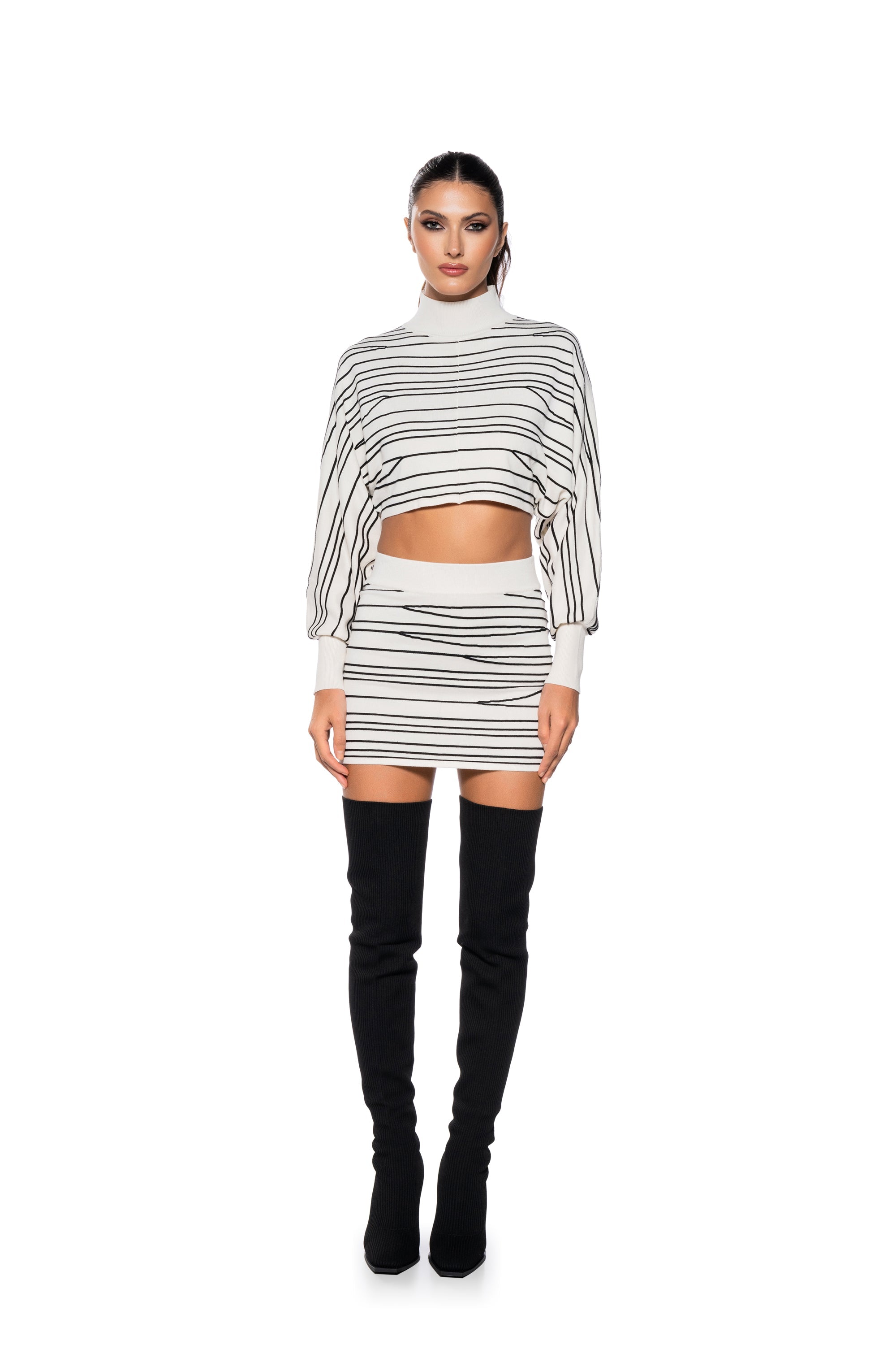 READ BETWEEN THE LINES STRIPED CROPPED SWEATER