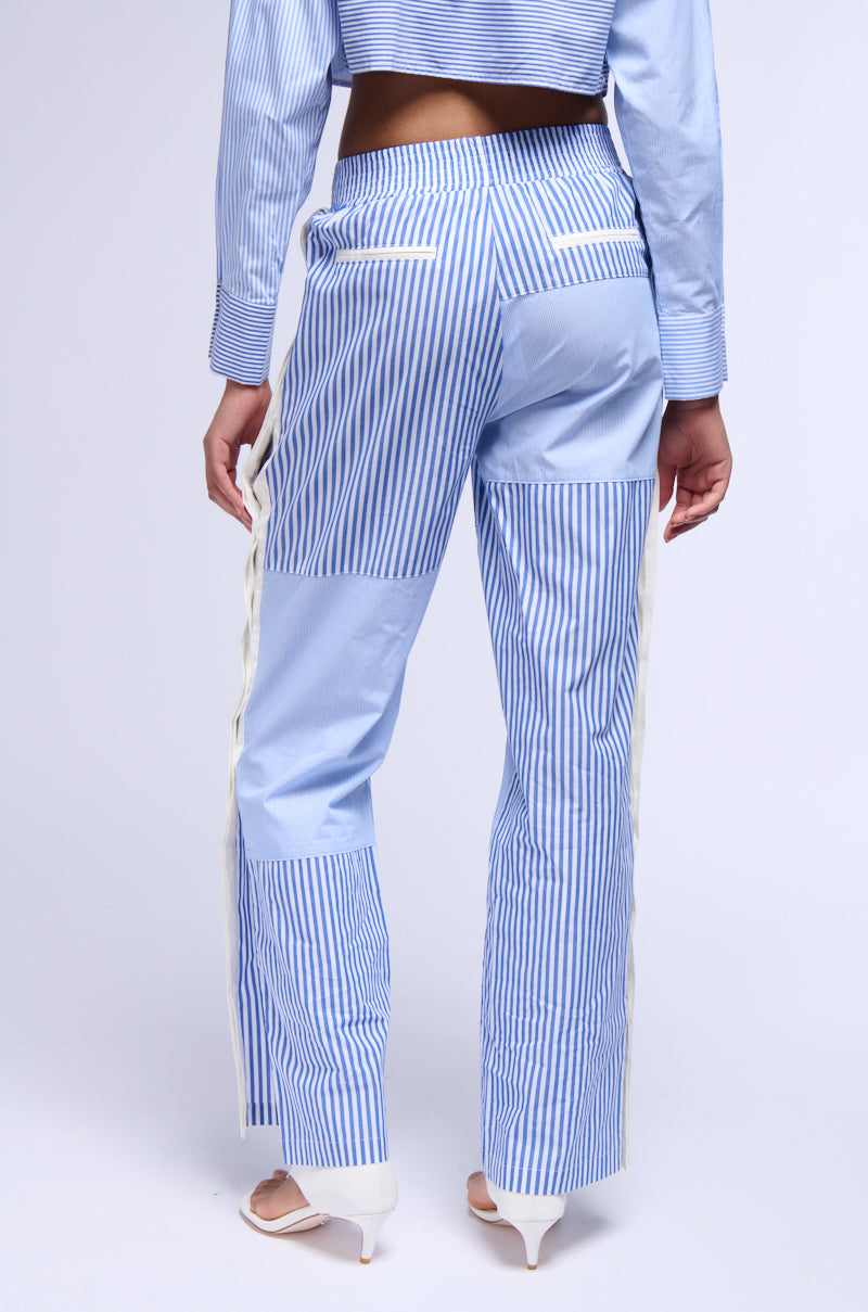 REESE MIXED STRIPE POPLIN WIDE LEG PANT