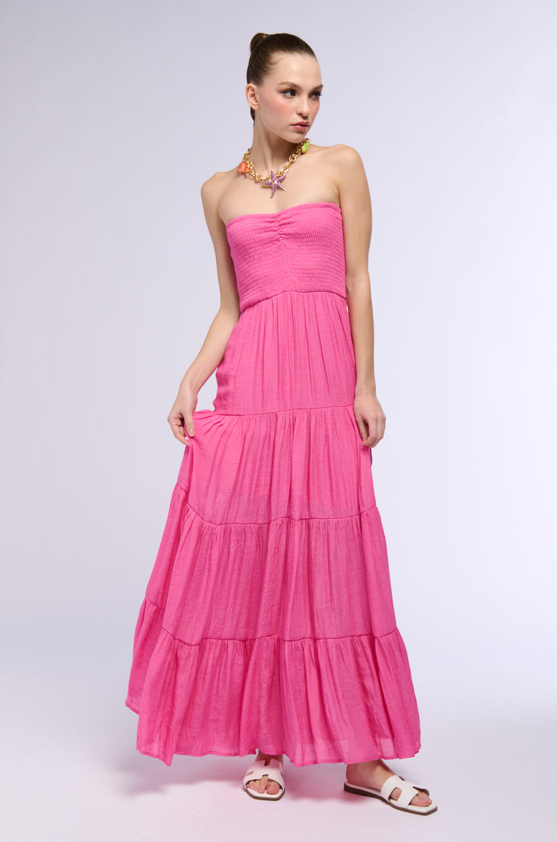REMEMBER THE SUN STRAPLESS MAXI DRESS