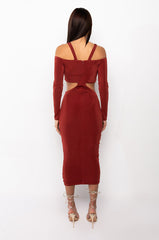 REMI CUT OUT SLINKY MIDI DRESS