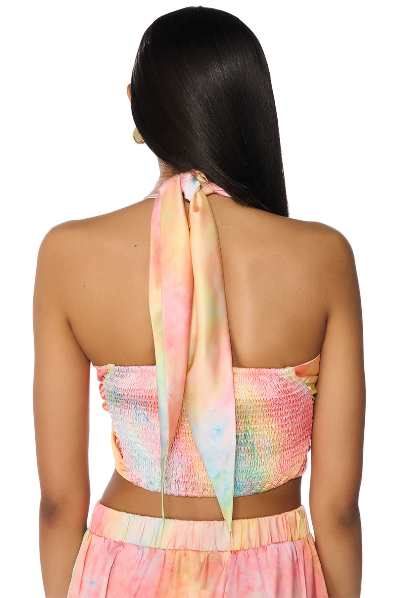 RESORT BADDIE OMBRE PRINT BANDEAU TIE TOP