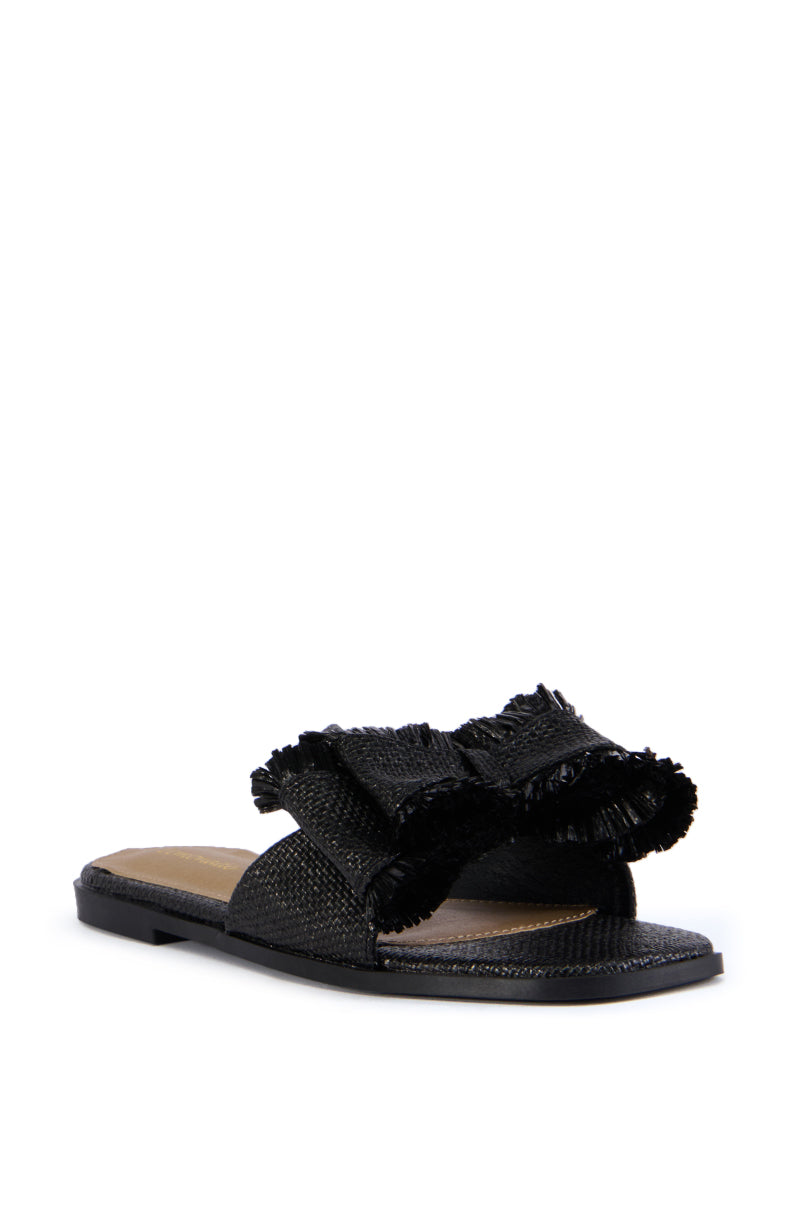 RESORT STAY BLACK BOW FLAT SLIDE