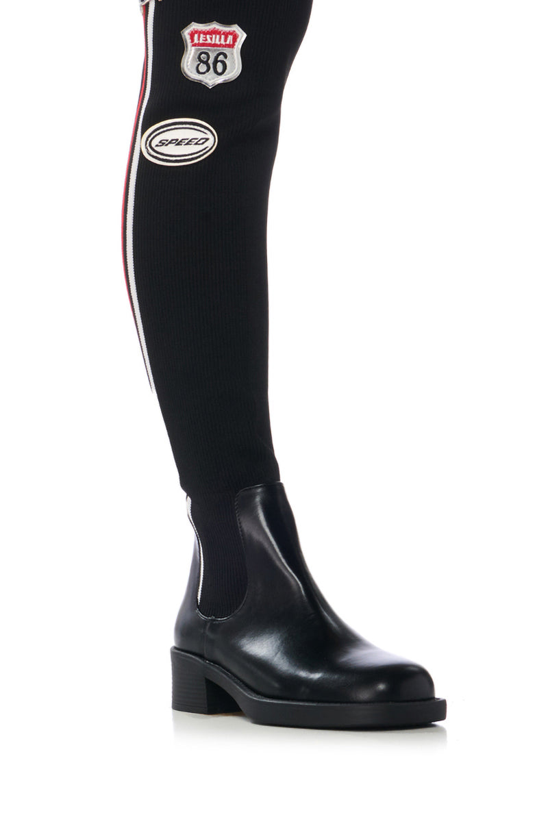 REVITUP BLACK AND RED OVER THE KNEE BOOT