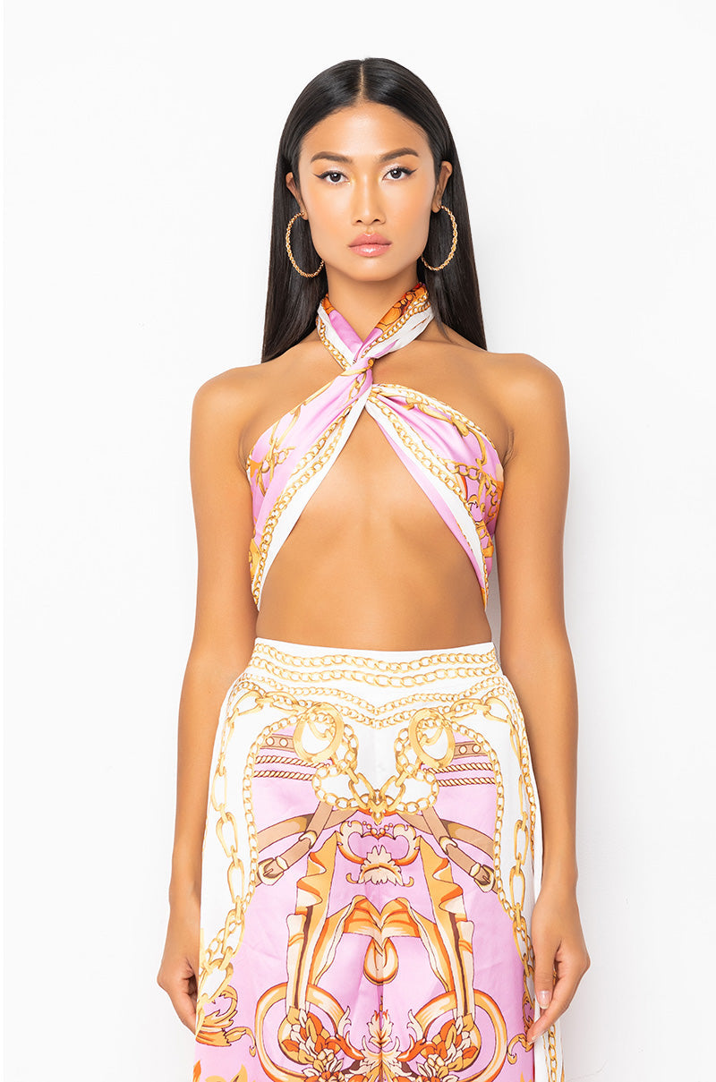 RICH BITCH LOOKS TIE FRONT BANDEAU