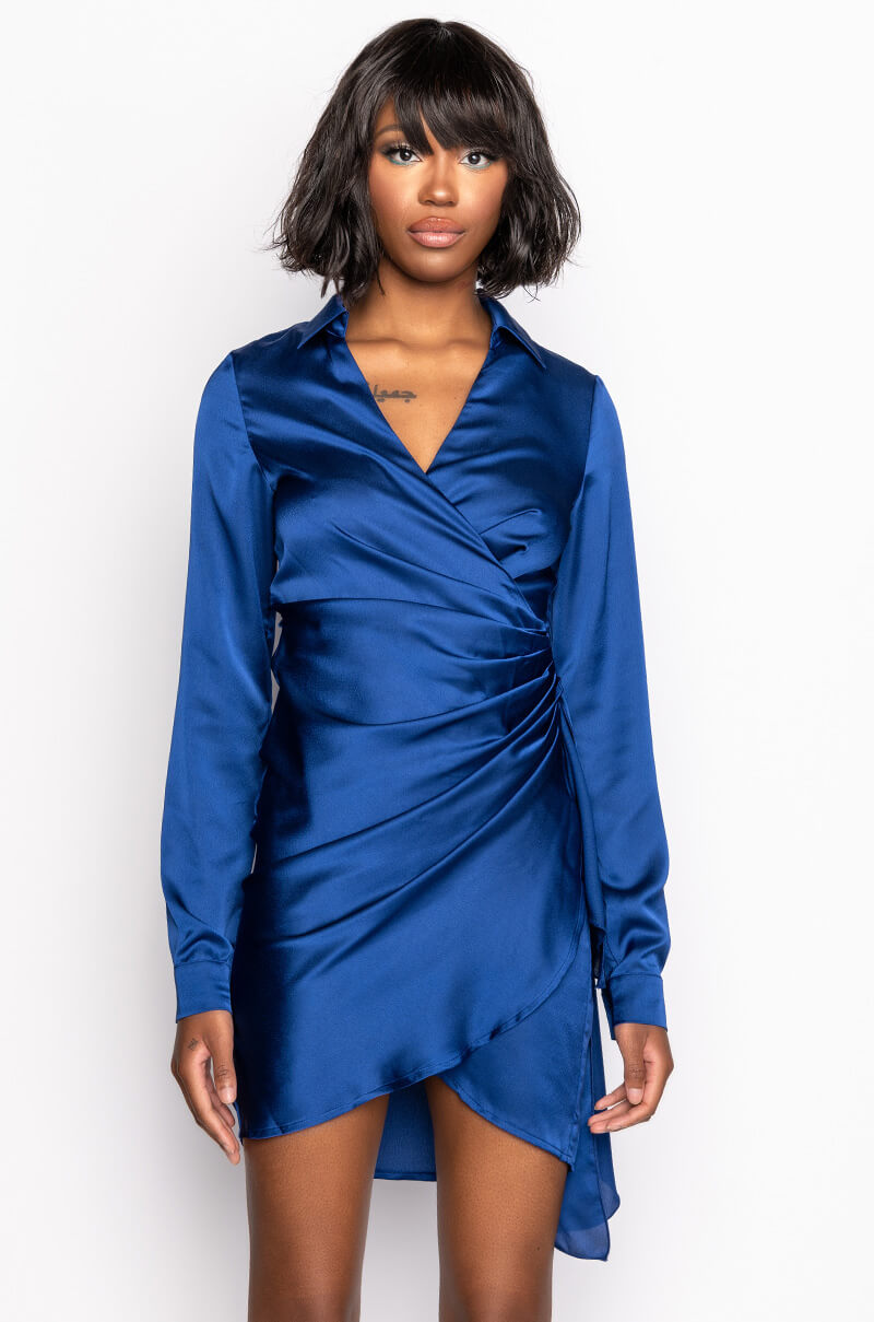 RIGHT MOVES WRAP MINI DRESS