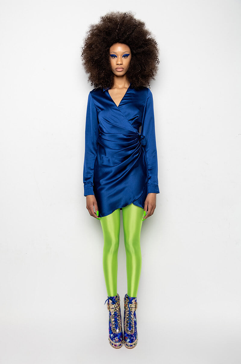 RIGHT MOVES WRAP MINI DRESS