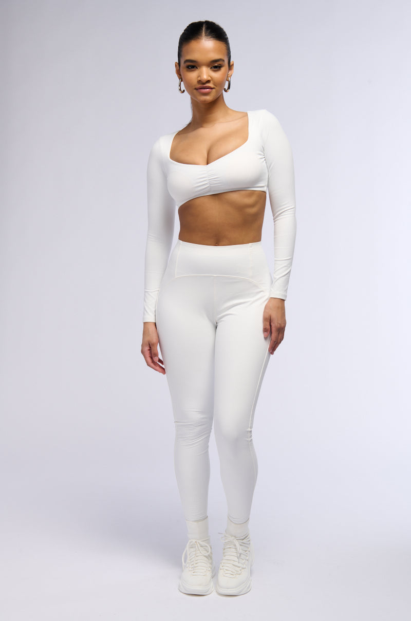 RIO FAUX LEATHER HIGH RISE LEGGING IN WHITE