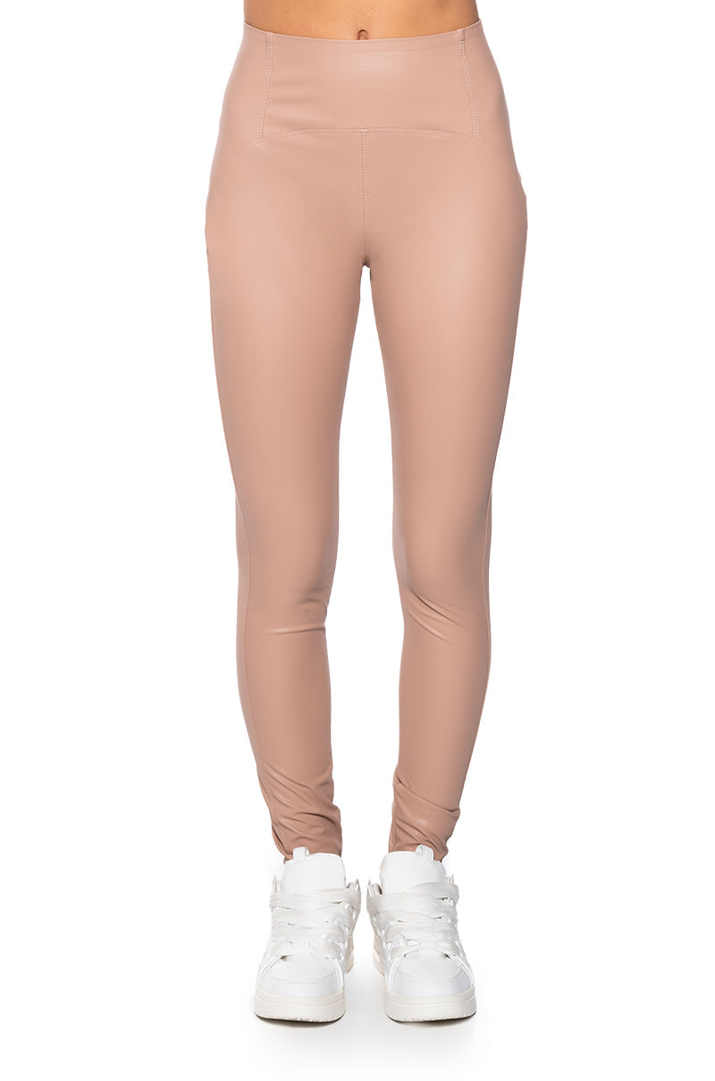 RIO HIGH RISE LEGGING WITH 4 WAY STRETCH IN BEIGE