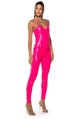 RIO SWEETHEART NECK FAUX LEATHER BODYSUIT