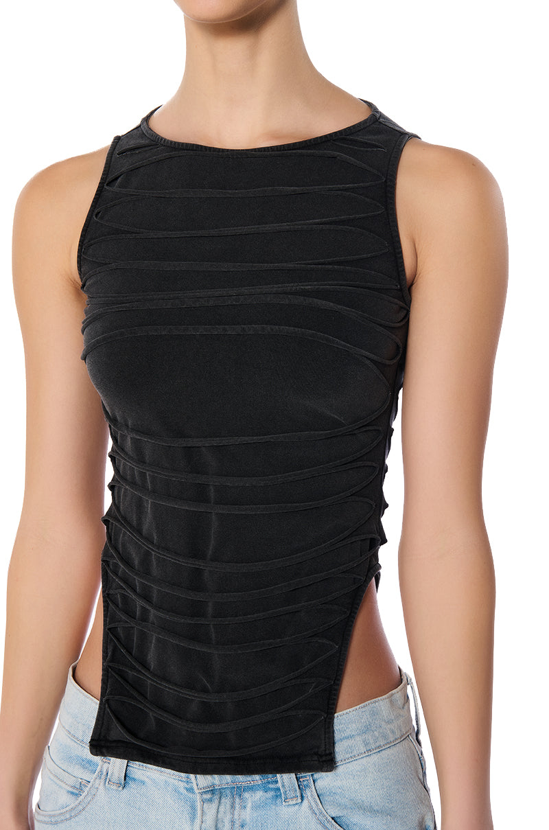RIP ME OUT DISTRESSED KNIT TANK TOP