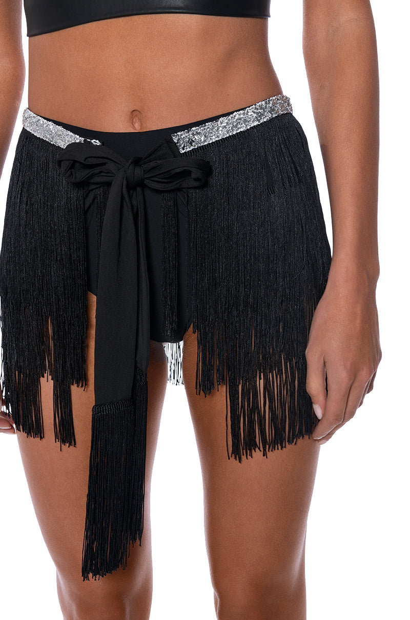 RISE AND SHINE FRINGE MINI SKIRT