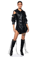 ROCK AND ROLL PU SHIRT DRESS