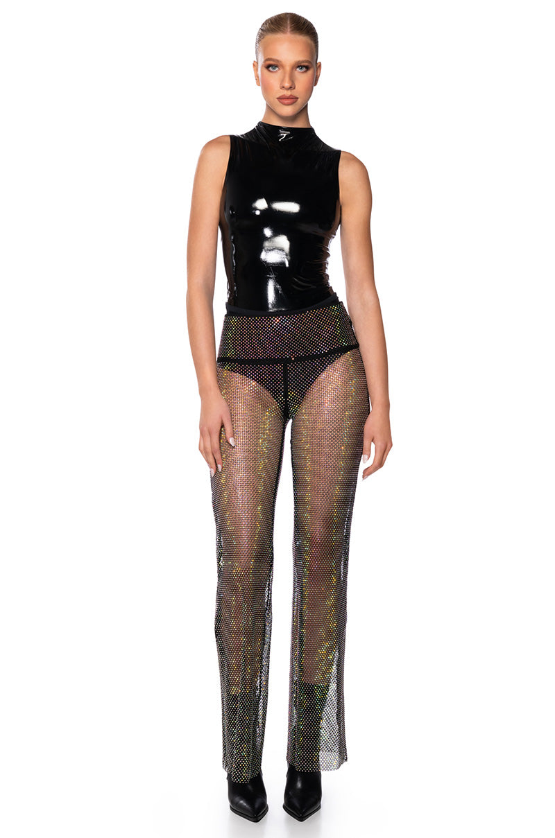 ROXY RHINESTONE MESH STRAIGHT LEG PANT