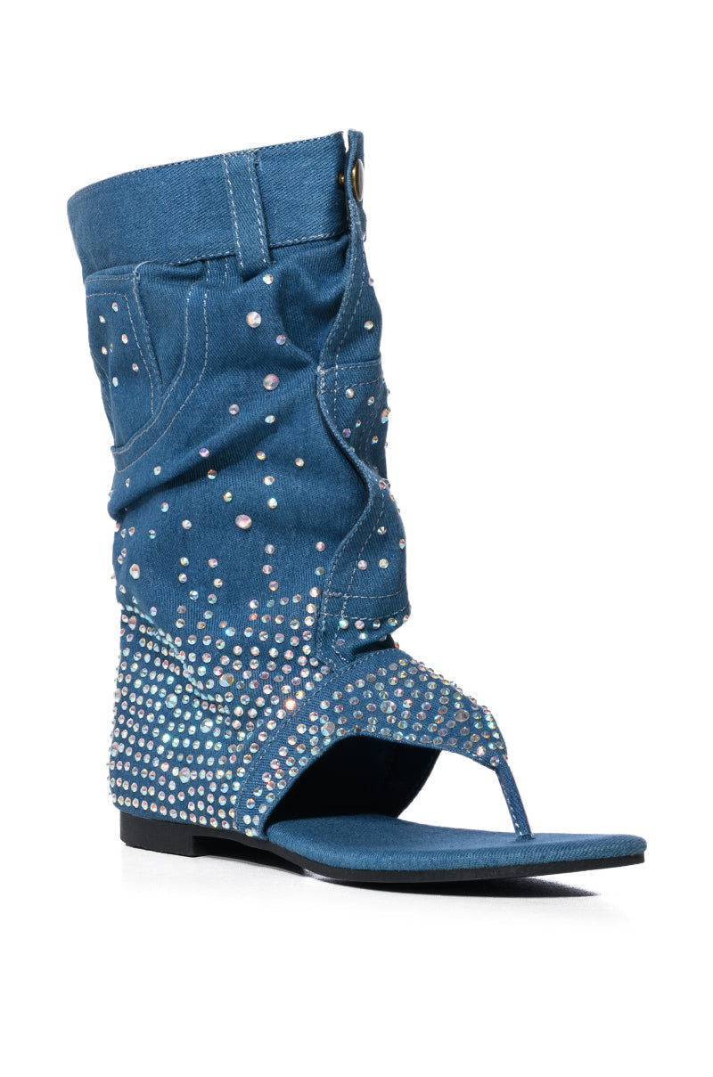 PLEXI DENIM EMBELLISHED COVERED SANDAL