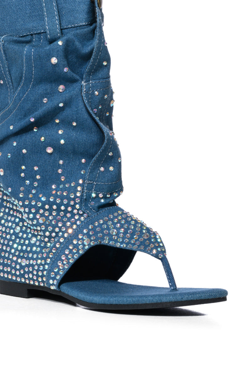 PLEXI DENIM EMBELLISHED COVERED SANDAL