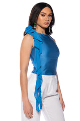 ARIANA FLOUNCED SLEEVELESS TOP