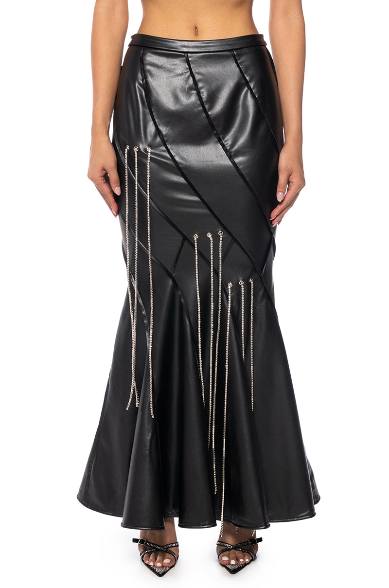 FRONT ROW EMBELLISHED MAXI SKIRT