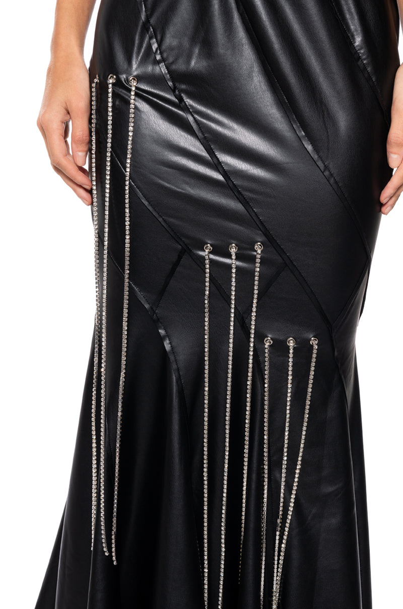 FRONT ROW EMBELLISHED MAXI SKIRT